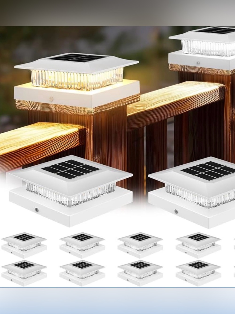 Solar Post Cap Lights 8 Pack White Waterproof Outdoor Fence Deck Lights 
Fits Ac